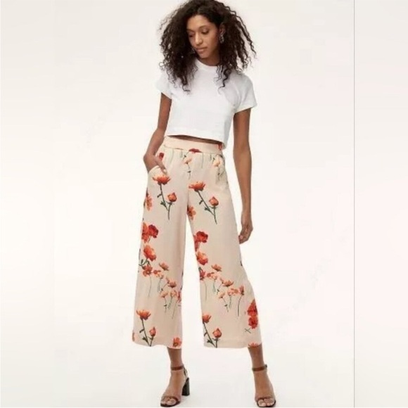 Aritzia Wilfred Goji Floral Faun Pants in Denude - Wide Leg Crop - Picture 2 of 13